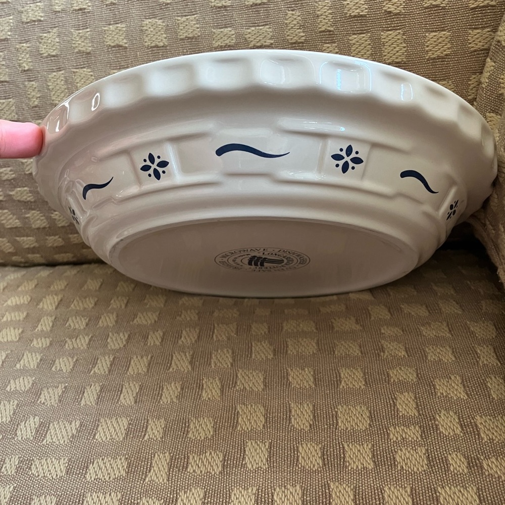 Vintage Longaberger Pottery Off-White Ceramic Pie Pan Plate 10 inches - Picture 5 of 16
